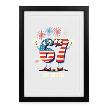US Flag 67 Memes Six Seven - Affiche encadrée (27 × 37 cm) - noir - Devant