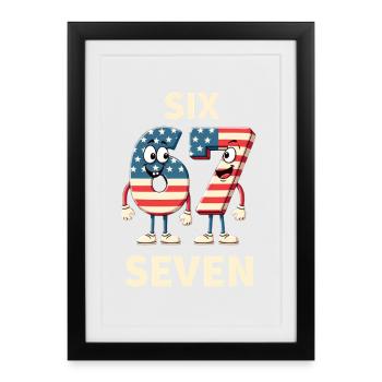 US Flag 67 Memes Six Seven - Affiche encadrée (27 × 37 cm) - noir - Devant