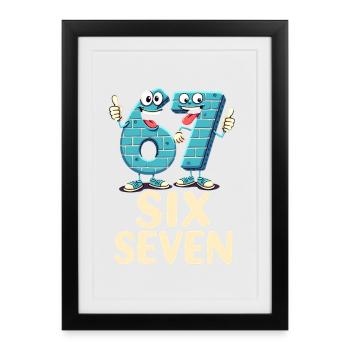 US Flag 67 Memes Six Seven - Affiche encadrée (27 × 37 cm) - noir - Devant