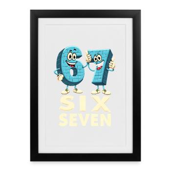 US Flag 67 Memes Six Seven - Affiche encadrée (27 × 37 cm) - noir - Devant