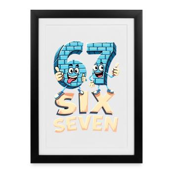 US Flag 67 Memes Six Seven - Affiche encadrée (27 × 37 cm) - noir - Devant
