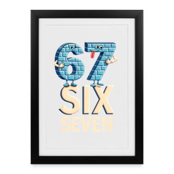 US Flag 67 Memes Six Seven - Affiche encadrée (27 × 37 cm) - noir - Devant