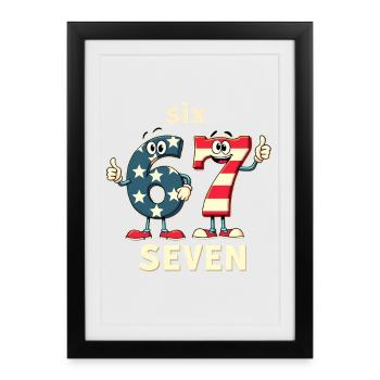 US Flag 67 Memes Six Seven - Affiche encadrée (27 × 37 cm) - noir - Devant