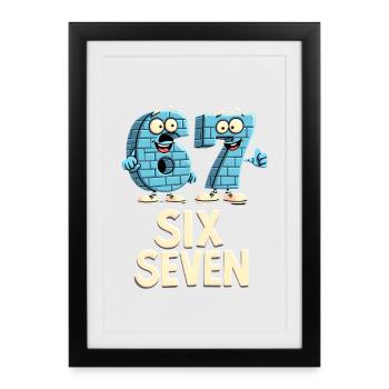 US Flag 67 Memes Six Seven - Affiche encadrée (27 × 37 cm) - noir - Devant