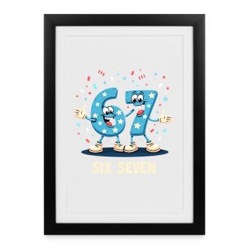 US Flag 67 Memes Six Seven - Affiche encadrée (27 × 37 cm) - noir - Devant