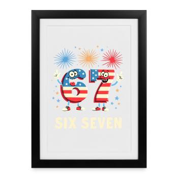 US Flag 67 Memes Six Seven - Affiche encadrée (27 × 37 cm) - noir - Devant