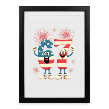 US Flag 67 Memes Six Seven - Framed poster (27 × 37 cm) - black - Front