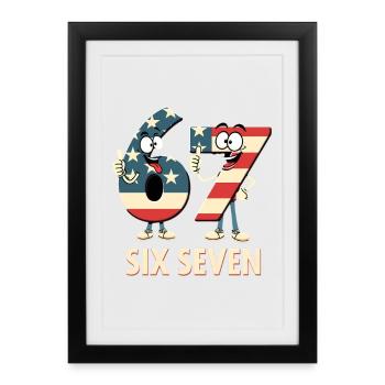 US Flag 67 Memes Six Seven - Affiche encadrée (27 × 37 cm) - noir - Devant