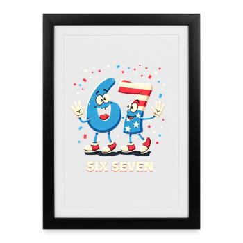 US Flag 67 Memes Six Seven - Affiche encadrée (27 × 37 cm) - noir - Devant