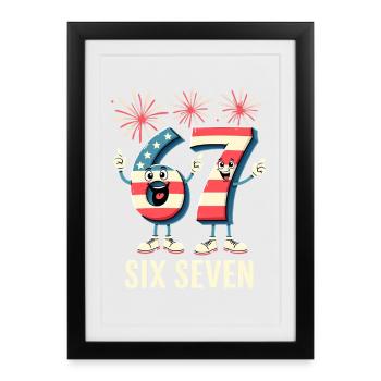 US Flag 67 Memes Six Seven - Affiche encadrée (27 × 37 cm) - noir - Devant