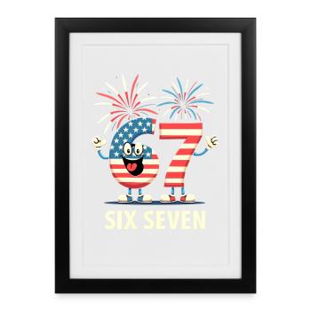 US Flag 67 Memes Six Seven - Affiche encadrée (27 × 37 cm) - noir - Devant