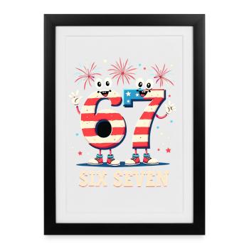 US Flag 67 Memes Six Seven - Affiche encadrée (27 × 37 cm) - noir - Devant