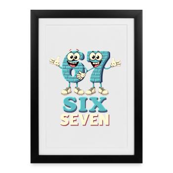 US Flag 67 Memes Six Seven - Affiche encadrée (27 × 37 cm) - noir - Devant