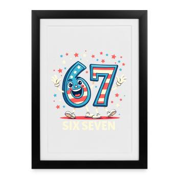 US Flag 67 Memes Six Seven - Affiche encadrée (27 × 37 cm) - noir - Devant