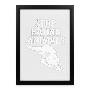Arrête de manger le crâne d’animal - Affiche encadrée (27 × 37 cm) - noir - Devant