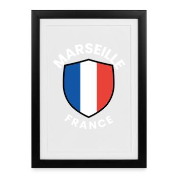 Écusson de Marseille France - Affiche encadrée (27 × 37 cm) - noir - Devant