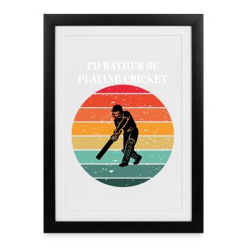 Le cricket sous le soleil rétro - Affiche encadrée (27 × 37 cm) - noir - Devant