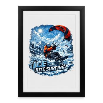 KITESURF HIVERNAL - Affiche encadrée (27 × 37 cm) - noir - Devant