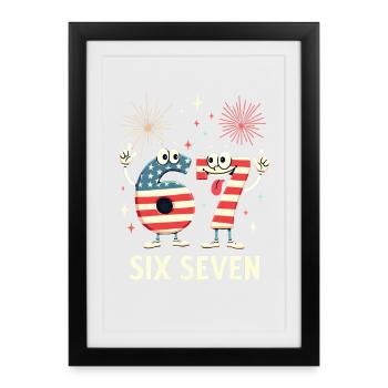 US Flag 67 Memes Six Seven - Affiche encadrée (27 × 37 cm) - noir - Devant