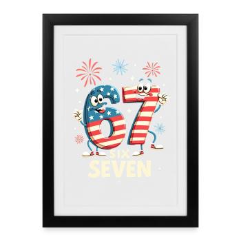 US Flag 67 Memes Six Seven - Affiche encadrée (27 × 37 cm) - noir - Devant