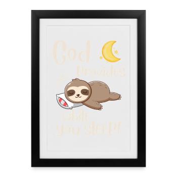 Jesus Christ- God provides while you sleep - Faith - Framed poster (27 × 37 cm) - black - Front