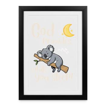 Jesus - Koala - God provides - christian -Faith - Framed poster (27 × 37 cm) - black - Front