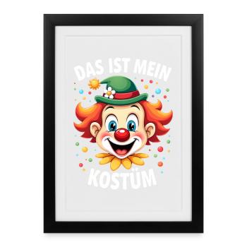 Déguisement de clown de carnaval Carnaval Carnaval - Affiche encadrée (27 × 37 cm) - noir - Devant
