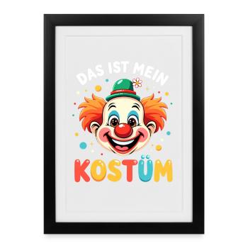 Déguisement de clown de carnaval Carnaval Carnaval - Affiche encadrée (27 × 37 cm) - noir - Devant