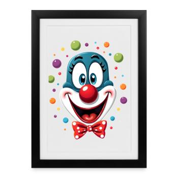 Déguisement de clown de carnaval Carnaval Carnaval - Affiche encadrée (27 × 37 cm) - noir - Devant