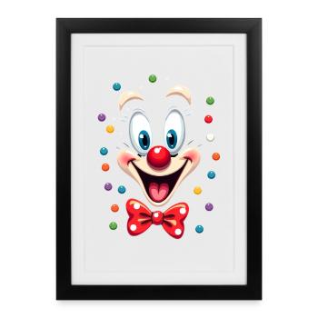 Déguisement de clown de carnaval Carnaval Carnaval - Affiche encadrée (27 × 37 cm) - noir - Devant