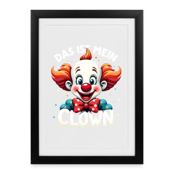 Déguisement de clown de carnaval Carnaval Carnaval - Affiche encadrée (27 × 37 cm) - noir - Devant