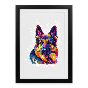 Dog Shepherd Art - Framed poster (27 × 37 cm) - black - Front