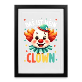 Déguisement de clown de carnaval Carnaval Carnaval - Affiche encadrée (27 × 37 cm) - noir - Devant