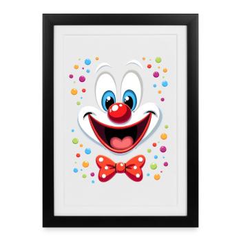 Déguisement de clown de carnaval Carnaval Carnaval - Affiche encadrée (27 × 37 cm) - noir - Devant