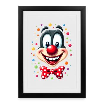Déguisement de clown de carnaval Carnaval Carnaval - Affiche encadrée (27 × 37 cm) - noir - Devant