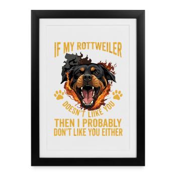 Si mon rottweiler n’aime pas l’épinette de Lustiger - Affiche encadrée (27 × 37 cm) - noir - Devant