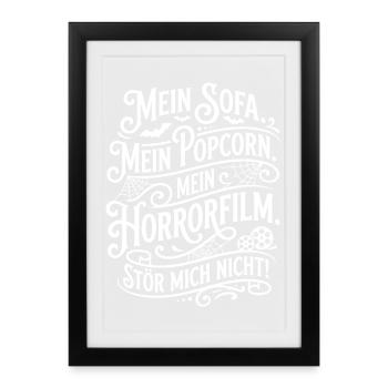 Horror movie night on the sofa & popcorn - Framed poster (27 × 37 cm) - black - Front