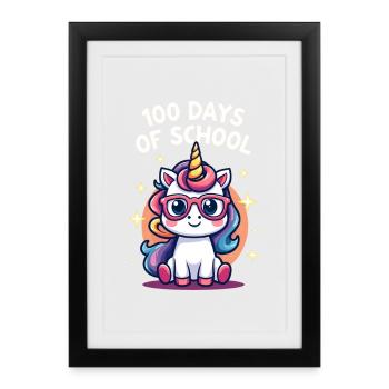 100e jour d’école 100 jour d’école des enfants - Affiche encadrée (27 × 37 cm) - noir - Devant