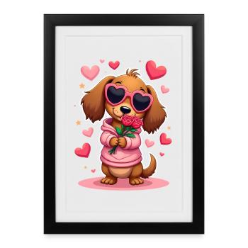 Dackel teckel teckel tekel - Affiche encadrée (27 × 37 cm) - noir - Devant
