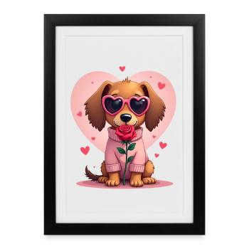 Dackel teckel teckel tekel - Affiche encadrée (27 × 37 cm) - noir - Devant