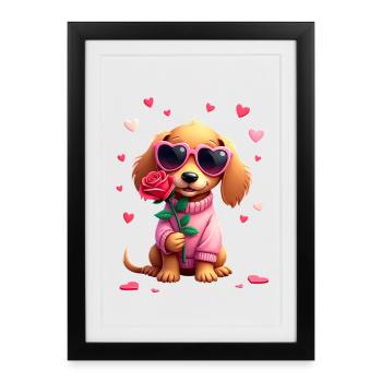 Dackel teckel teckel tekel - Affiche encadrée (27 × 37 cm) - noir - Devant
