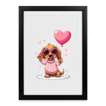 Dackel teckel teckel tekel - Affiche encadrée (27 × 37 cm) - noir - Devant