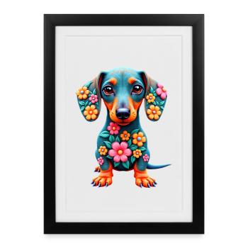 Dackel teckel teckel tekel - Affiche encadrée (27 × 37 cm) - noir - Devant