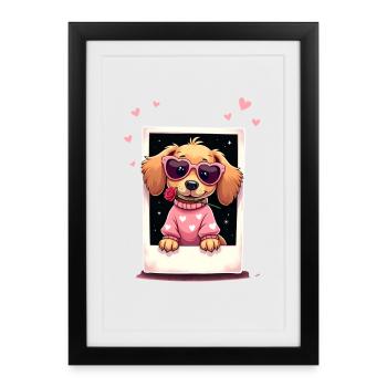 Dackel teckel teckel tekel - Affiche encadrée (27 × 37 cm) - noir - Devant