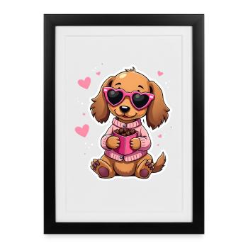 Dackel teckel teckel tekel - Affiche encadrée (27 × 37 cm) - noir - Devant