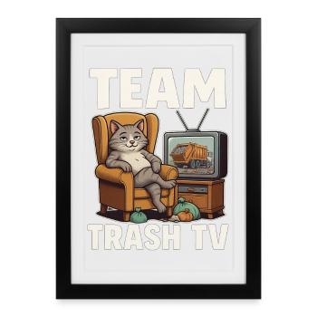 Équipe Chatte Télé Poubelle - Affiche encadrée (27 × 37 cm) - noir - Devant