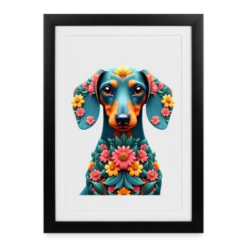 Dackel teckel teckel tekel - Affiche encadrée (27 × 37 cm) - noir - Devant