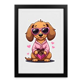 Dackel teckel teckel tekel - Affiche encadrée (27 × 37 cm) - noir - Devant