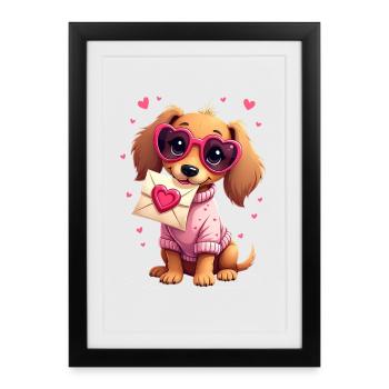 Dackel teckel teckel tekel - Affiche encadrée (27 × 37 cm) - noir - Devant