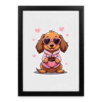 Dackel teckel teckel tekel - Affiche encadrée (27 × 37 cm) - noir - Devant